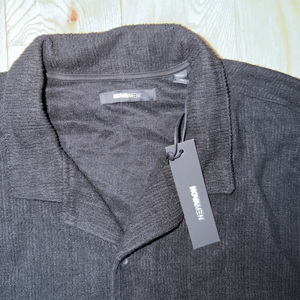 Nova Men Black Dress Beach Bottom Down Mens Shirt Short Sleeve NWT Size 3XL - Picture 2 of 7